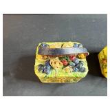 Pair of Handmade Decorative Floral Purses/Trinket Boxes with Handles