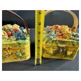 Pair of Handmade Decorative Floral Purses/Trinket Boxes with Handles