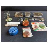 Collection of Vintage Flower Frogs and Floral Arrangers Assorted Styles