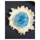 Collection of 3 Fossils with Tooth and Ammonite Designs