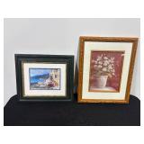 Set of 2 Framed Art Prints with Landscape and Floral Themes