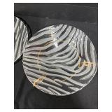 Set of 3 Decorative Glass Plates with Animal Print and 2 Metal Wall Hooks