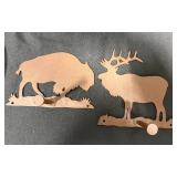 Set of 3 Decorative Glass Plates with Animal Print and 2 Metal Wall Hooks