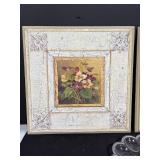 Set of 2 Framed Floral Prints and Clear Deviled Egg Tray