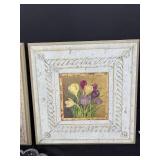 Set of 2 Framed Floral Prints and Clear Deviled Egg Tray