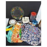 Beach and Summer Decor Collection with Bags, Pitcher, Clock, and Towels