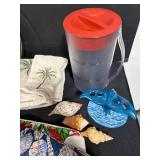 Beach and Summer Decor Collection with Bags, Pitcher, Clock, and Towels