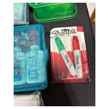 Large Office and School Supplies Lot with Rulers, Markers, Organizers, and More