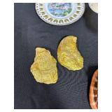 Handmade Gilded Oyster Trinket Dishes, Hand Carved Conch Cameo Shells, Decorative Florida Plate, Assorted Decorative Home Decor and Collectibles Lot