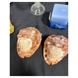 Handmade Gilded Oyster Trinket Dishes, Hand Carved Conch Cameo Shells, Decorative Florida Plate, Assorted Decorative Home Decor and Collectibles Lot