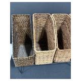 Set of 4 Woven Storage Baskets with Metal Stand