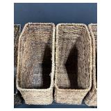 Set of 4 Woven Storage Baskets with Metal Stand