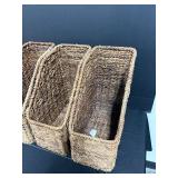 Set of 4 Woven Storage Baskets with Metal Stand