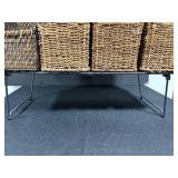 Set of 4 Woven Storage Baskets with Metal Stand