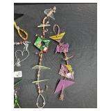 Collection of Handmade Glass Bead and Geometric Ornament Hangings