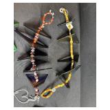 Collection of Handmade Glass Bead and Geometric Ornament Hangings