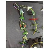 Collection of Handmade Glass Bead and Geometric Ornament Hangings