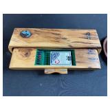 Wooden Cribbage Game Set with Storage Box and Solitaire Board