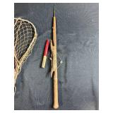 Vintage Fishing Net, Float, and Hand Spear Collection