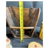 Vintage Decor Collection: Tobacco Tin, Wooden Wall Bin, Handcrafted Baskets, and Kachina Doll