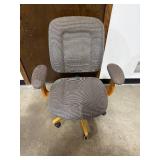 Used Upholstered Office Chair with Wood Base and Armrests