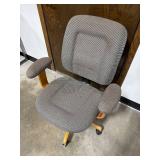 Used Upholstered Office Chair with Wood Base and Armrests