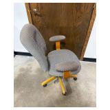 Used Upholstered Office Chair with Wood Base and Armrests