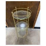 Three-Tier Gold Metal and Glass Plant Stand