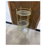 Three-Tier Gold Metal and Glass Plant Stand
