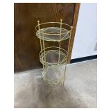 Three-Tier Gold Metal and Glass Plant Stand