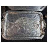 Collection of Vintage Silver-Plated Serving Trays, Bowls, and Utensils