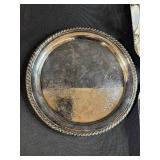 Collection of Vintage Silver-Plated Serving Trays, Bowls, and Utensils