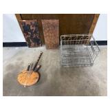 Vintage West African Kora, Metal Basket, Wooden Textile Printing Blocks Set