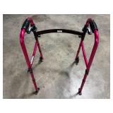 Walgreens Red Folding Walker with Wheels