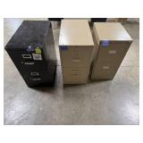 Lot of 3 Two-Drawer Metal Filing Cabinets, 29x15x25 and 29x15x18 Inches