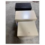 Lot of 3 Two-Drawer Metal Filing Cabinets, 29x15x25 and 29x15x18 Inches