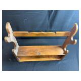 Vintage Wooden Two-Tier Wall Shelf Rack
