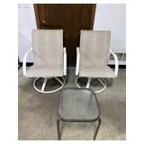 Patio Set with 2 Swivel Chairs and Glass-Top Side Table