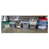 Lot of Storage Totes and Bins with Lids Assorted Sizes and Colors