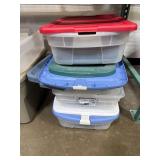 Lot of Storage Totes and Bins with Lids Assorted Sizes and Colors