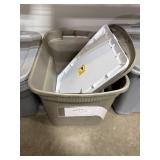 Lot of Storage Totes and Bins with Lids Assorted Sizes and Colors