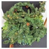 Lighted Artificial Pine Garland with Pinecones
