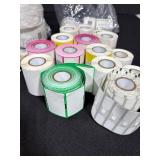 Assorted Office and Price Label Rolls (Zebra Printer) and Colored Sticker Sheets
