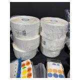 Assorted Office and Price Label Rolls (Zebra Printer) and Colored Sticker Sheets