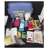 Mixed Office and Stationery Lot with Curling Iron and Storage Bin