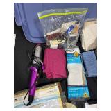 Mixed Office and Stationery Lot with Curling Iron and Storage Bin