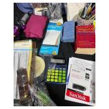 Mixed Office and Stationery Lot with Curling Iron and Storage Bin