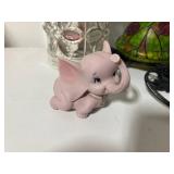 VTG Stained Glass Turtle Lamp, Kalico Pink Elephant, Metal Butterfly Lantern