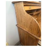 VTG Oak Roll Top Desk with Drawers and Storage Compartments