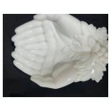 Vintage Entertaining Set with Glass Tray, Divided Serving Dish, Milk Glass Hand Dish, and Floral Napkins